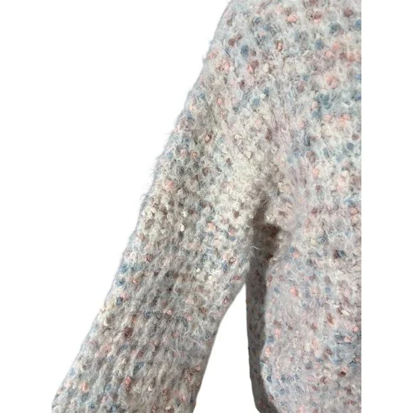 Lush Sweater Womens M Pink Ivory Pastel Speckled Crewneck Pullover Cozy - Picture 3 of 11